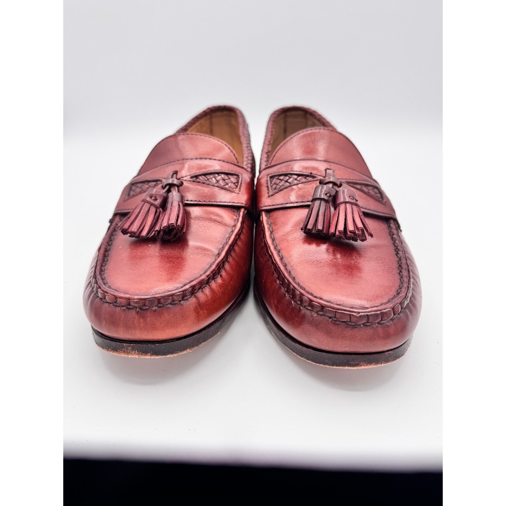Allen Edmonds Maxfield Burgundy Leather Tassel Loafers Mens 10.5 E Woven 3336 - Picture 2 of 8